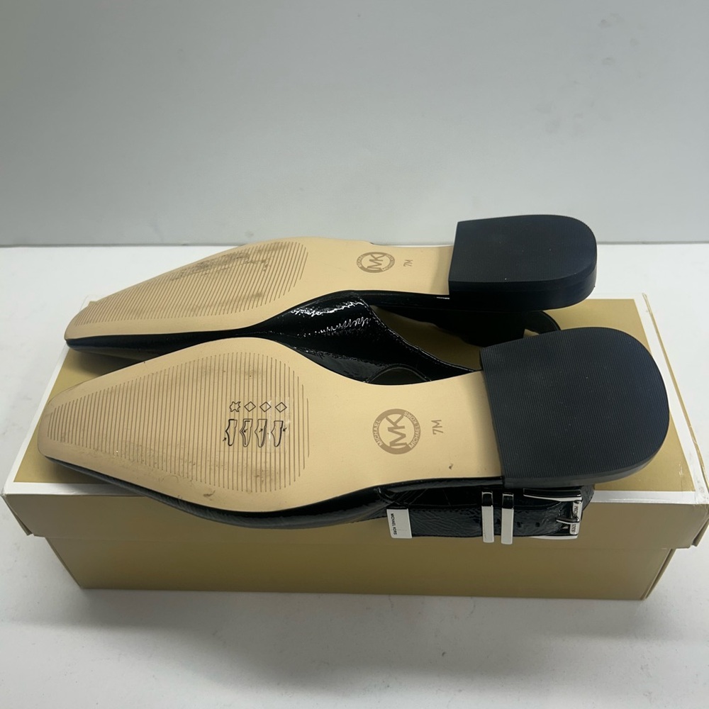 Michael Michael Kors Darrington  Black Patent Leather‎ Slingback Flats Size 7 - Picture 7 of 7